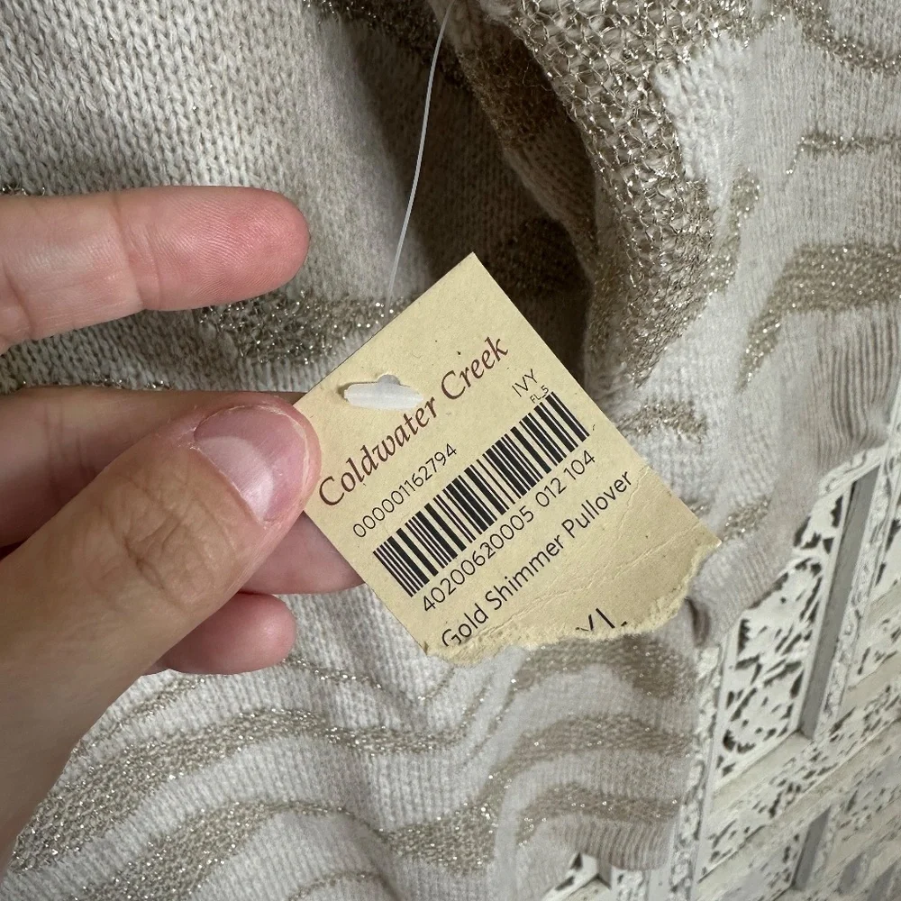 Coldwater Creek NWT Shimmery Gold &‎ Beige Wool Blend Sweater Sz XL